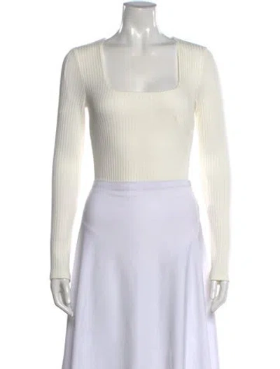 Pre-owned Mara Hoffman Square Neckline Long Sleeve Top In White