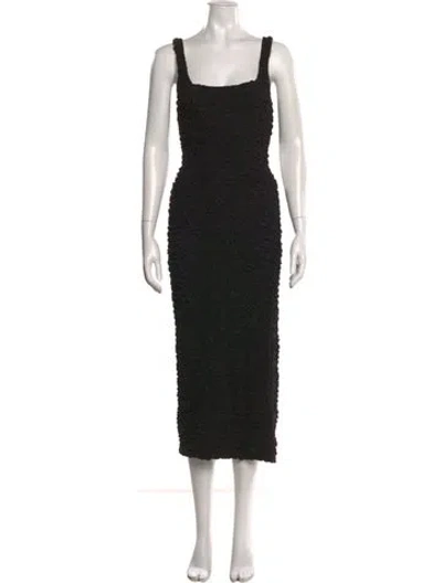 Pre-owned Mara Hoffman Square Neckline Midi Length Dress In Black