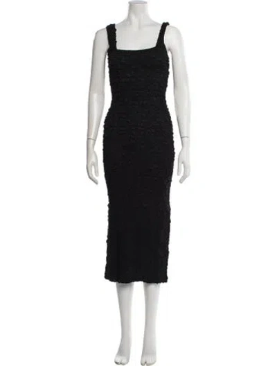 Pre-owned Mara Hoffman Square Neckline Midi Length Dress In Black
