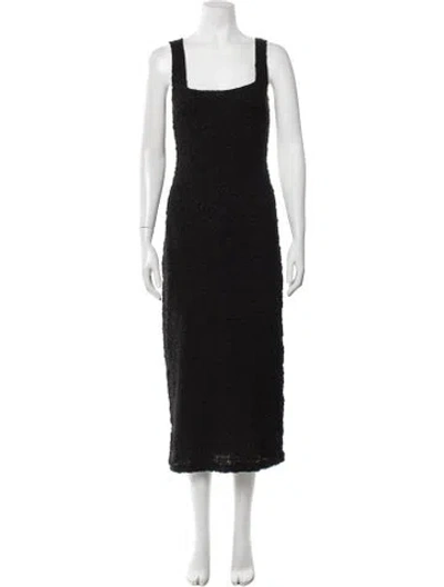 Pre-owned Mara Hoffman Square Neckline Midi Length Dress In Black