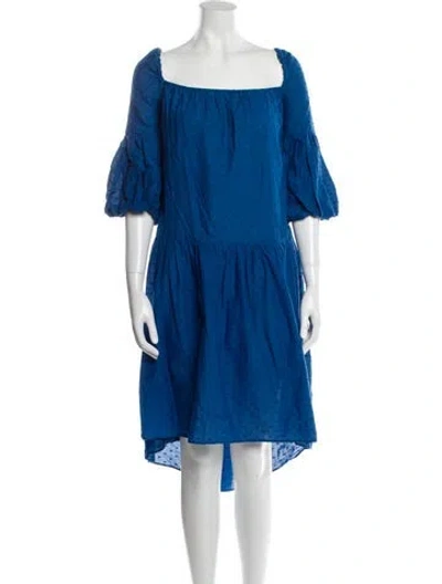 Pre-owned Mara Hoffman Square Neckline Midi Length Dress In Blue
