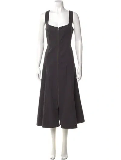 Pre-owned Mara Hoffman Square Neckline Midi Length Dress In Gray