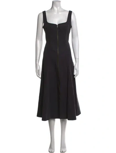 Pre-owned Mara Hoffman Square Neckline Midi Length Dress In Gray
