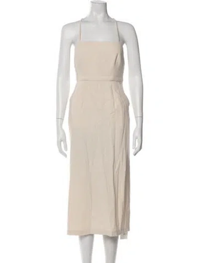 Pre-owned Mara Hoffman Square Neckline Midi Length Dress In Neutral