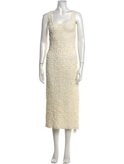 Pre-owned Mara Hoffman Square Neckline Midi Length Dress In Neutrals