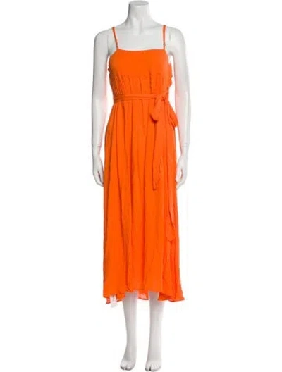 Pre-owned Mara Hoffman Square Neckline Midi Length Dress In Orange