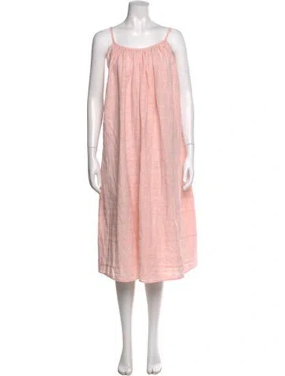 Pre-owned Mara Hoffman Square Neckline Midi Length Dress In Pink