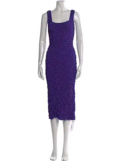 Pre-owned Mara Hoffman Square Neckline Midi Length Dress In Purple
