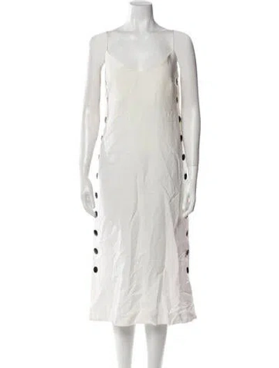 Pre-owned Mara Hoffman Square Neckline Midi Length Dress In White