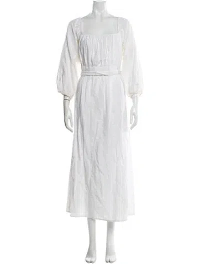 Pre-owned Mara Hoffman Square Neckline Midi Length Dress In White
