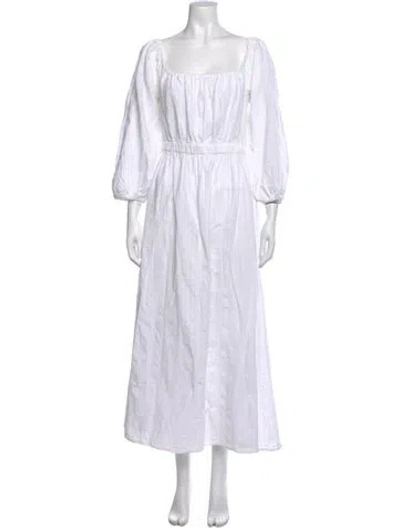 Pre-owned Mara Hoffman Square Neckline Midi Length Dress In White
