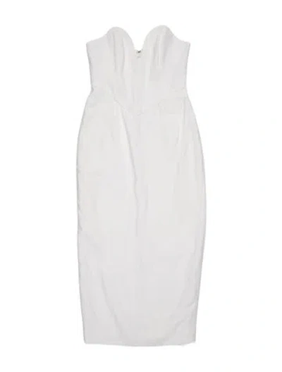 Pre-owned Mara Hoffman Square Neckline Midi Length Dress In White
