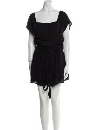 Pre-owned Mara Hoffman Square Neckline Romper In Black