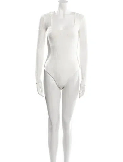 Pre-owned Mara Hoffman Square Neckline Sleeveless Bodysuit In White