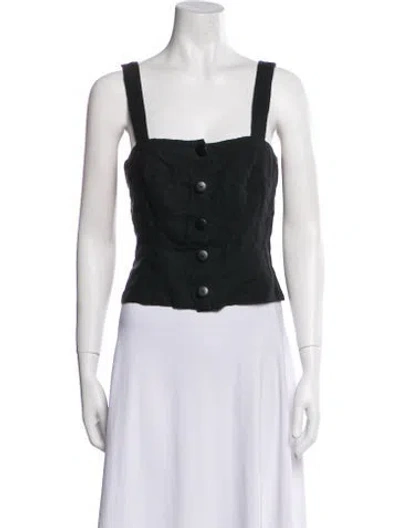 Pre-owned Mara Hoffman Square Neckline Sleeveless Crop Top In Black