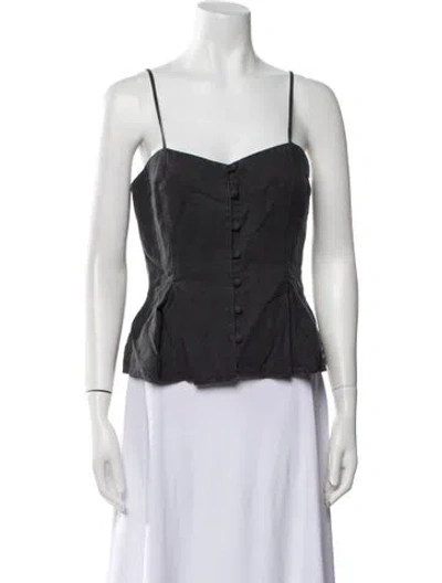 Pre-owned Mara Hoffman Square Neckline Sleeveless Crop Top In Black