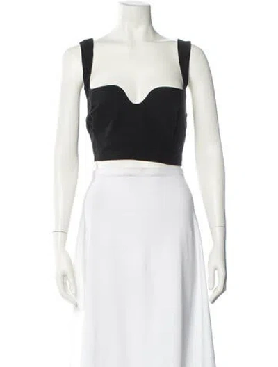 Pre-owned Mara Hoffman Square Neckline Sleeveless Crop Top In Black