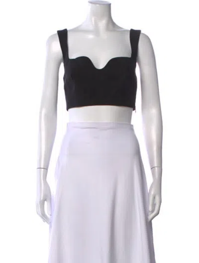 Pre-owned Mara Hoffman Square Neckline Sleeveless Crop Top In Black