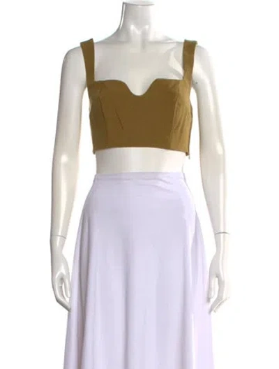 Pre-owned Mara Hoffman Square Neckline Sleeveless Crop Top In Green