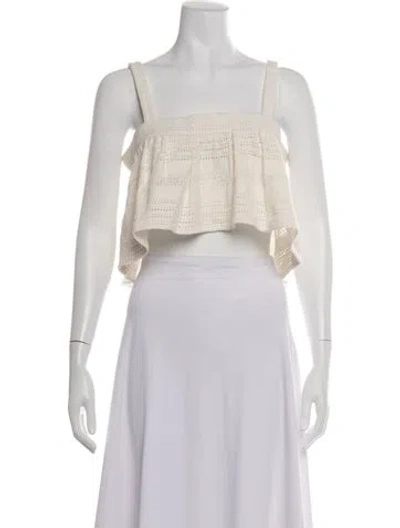 Pre-owned Mara Hoffman Square Neckline Sleeveless Crop Top In Neutrals