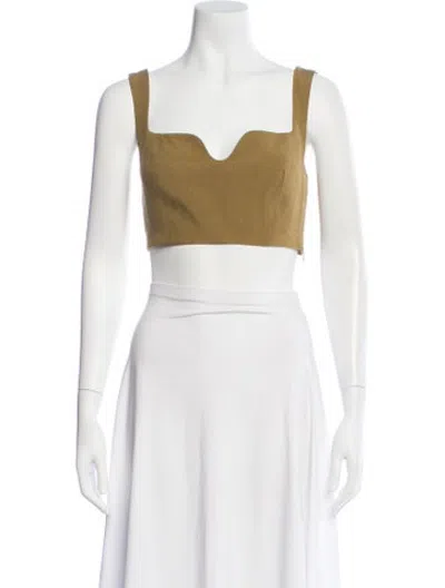 Pre-owned Mara Hoffman Square Neckline Sleeveless Crop Top In White