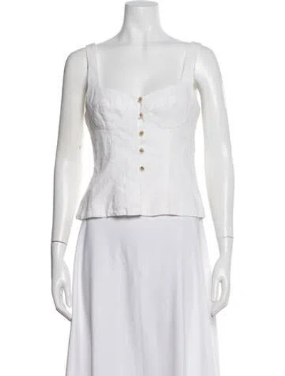 Pre-owned Mara Hoffman Square Neckline Sleeveless Top In White