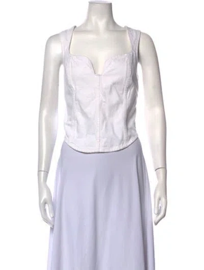 Pre-owned Mara Hoffman Square Neckline Sleeveless Top In White