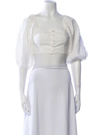 Pre-owned Mara Hoffman Square Neckline Three-quarter Sleeve Crop Top In Neutral