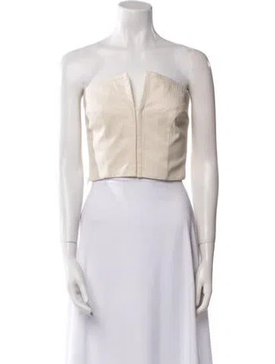 Pre-owned Mara Hoffman Strapless Crop Top In White