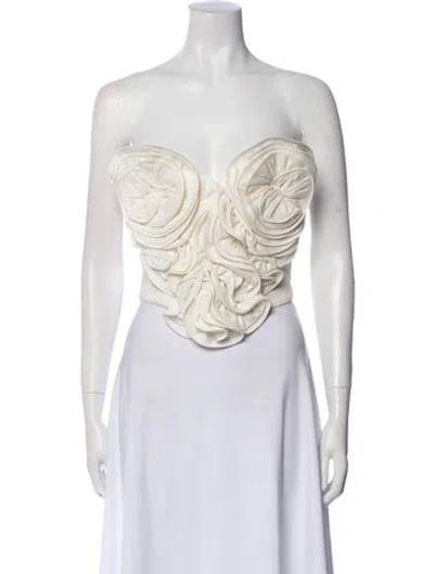 Pre-owned Mara Hoffman Strapless Crop Top In White