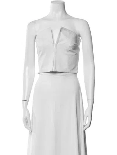 Pre-owned Mara Hoffman Strapless Crop Top In White