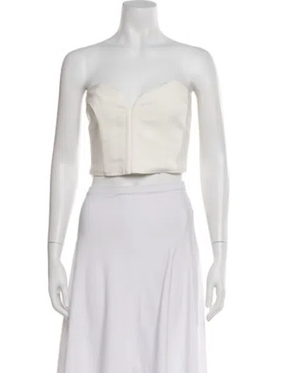 Pre-owned Mara Hoffman Strapless Crop Top In White
