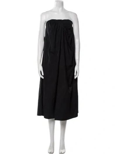 Pre-owned Mara Hoffman Strapless Midi Length Dress In Black