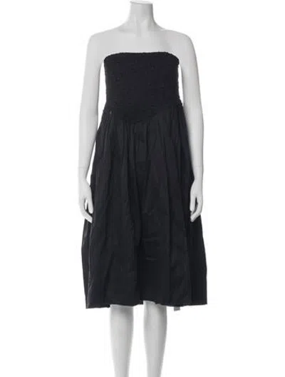 Pre-owned Mara Hoffman Strapless Midi Length Dress In Black