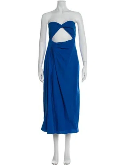 Pre-owned Mara Hoffman Strapless Midi Length Dress In Blue