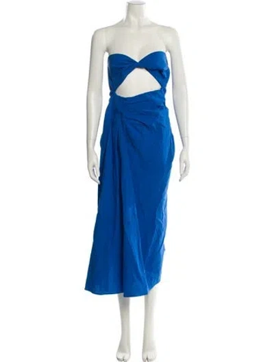 Pre-owned Mara Hoffman Strapless Midi Length Dress In Blue
