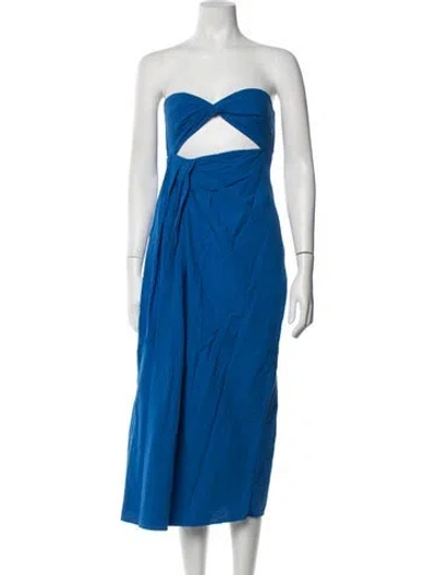 Pre-owned Mara Hoffman Strapless Midi Length Dress In Blue