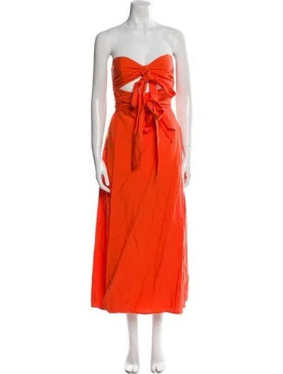 Pre-owned Mara Hoffman Strapless Midi Length Dress In Orange