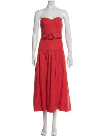 Pre-owned Mara Hoffman Strapless Midi Length Dress In Red