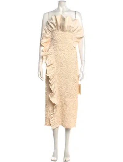 Pre-owned Mara Hoffman Strapless Midi Length Dress W/ Tags In White