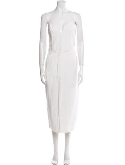 Pre-owned Mara Hoffman Strapless Midi Length Dress In White