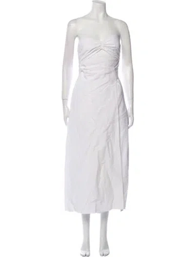 Pre-owned Mara Hoffman Strapless Midi Length Dress In White