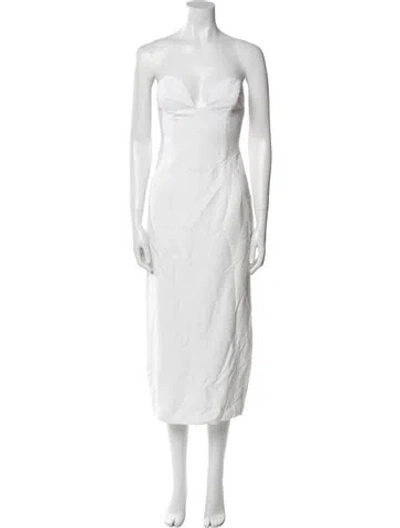 Pre-owned Mara Hoffman Strapless Midi Length Dress In White