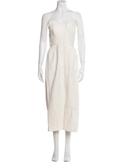 Pre-owned Mara Hoffman Strapless Midi Length Dress In White