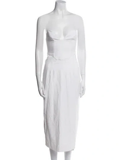 Pre-owned Mara Hoffman Strapless Midi Length Dress In White