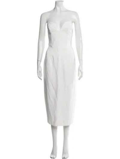 Pre-owned Mara Hoffman Strapless Midi Length Dress In White