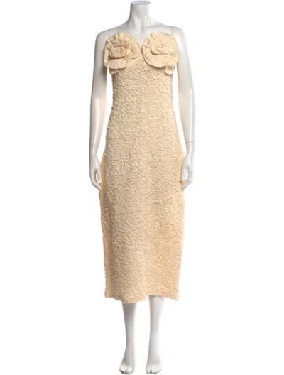 Pre-owned Mara Hoffman Strapless Midi Length Dress In White