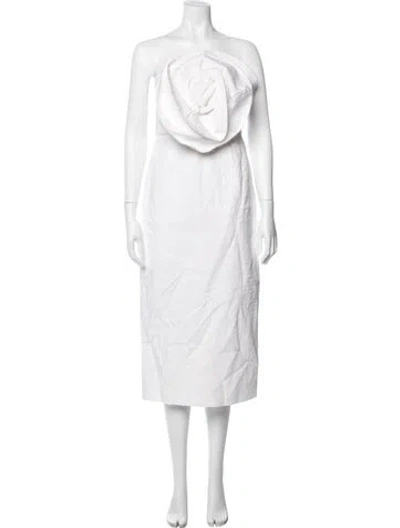 Pre-owned Mara Hoffman Strapless Midi Length Dress In White