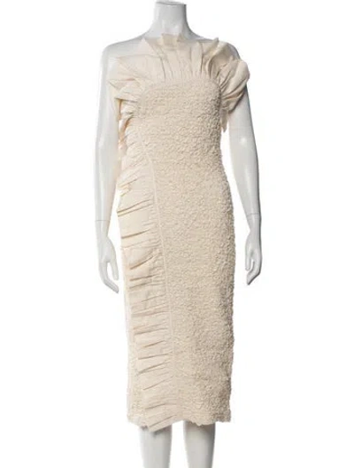Pre-owned Mara Hoffman Strapless Midi Length Dress In White