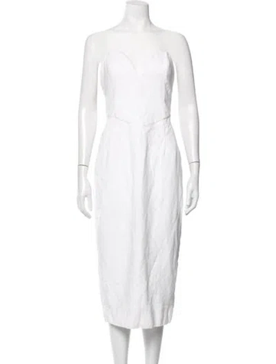 Pre-owned Mara Hoffman Strapless Midi Length Dress In White